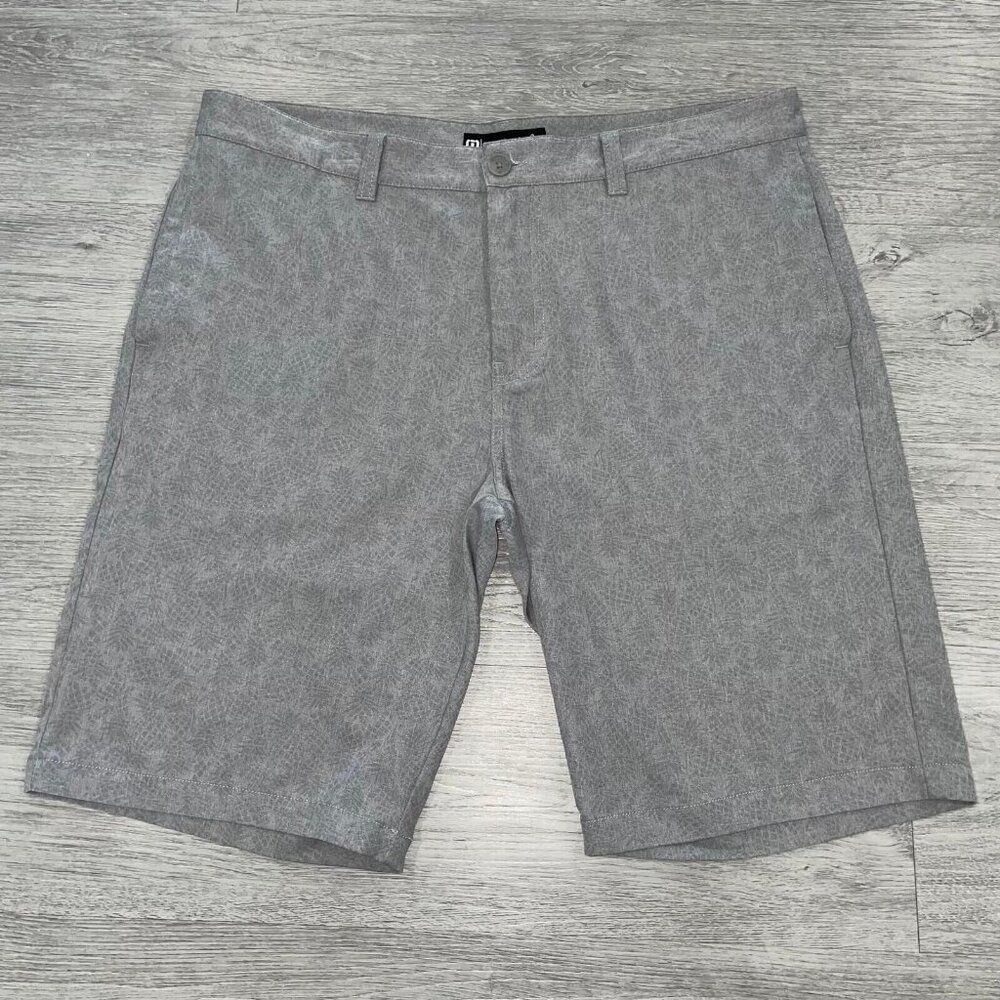 Travis Mathew Men's 38 Turtle Bay Shorts Heather Gray Sleet Pockets Golf 1MU346